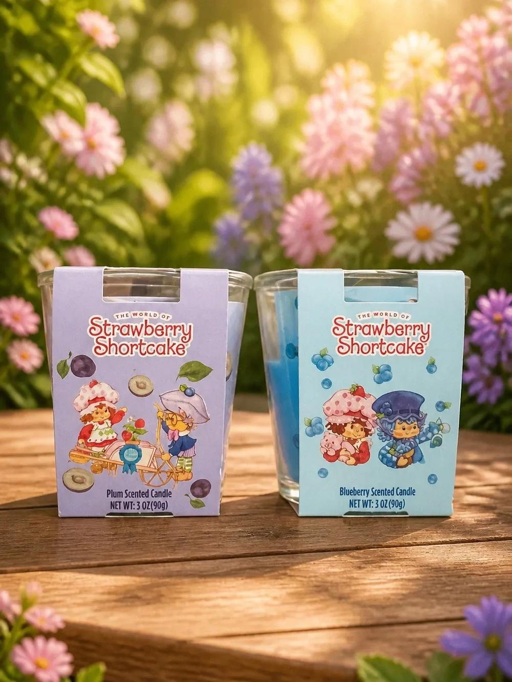 Strawberry Shortcake (2) Scented Candles Blueberry & Plum Scented NWT 3 Oz each